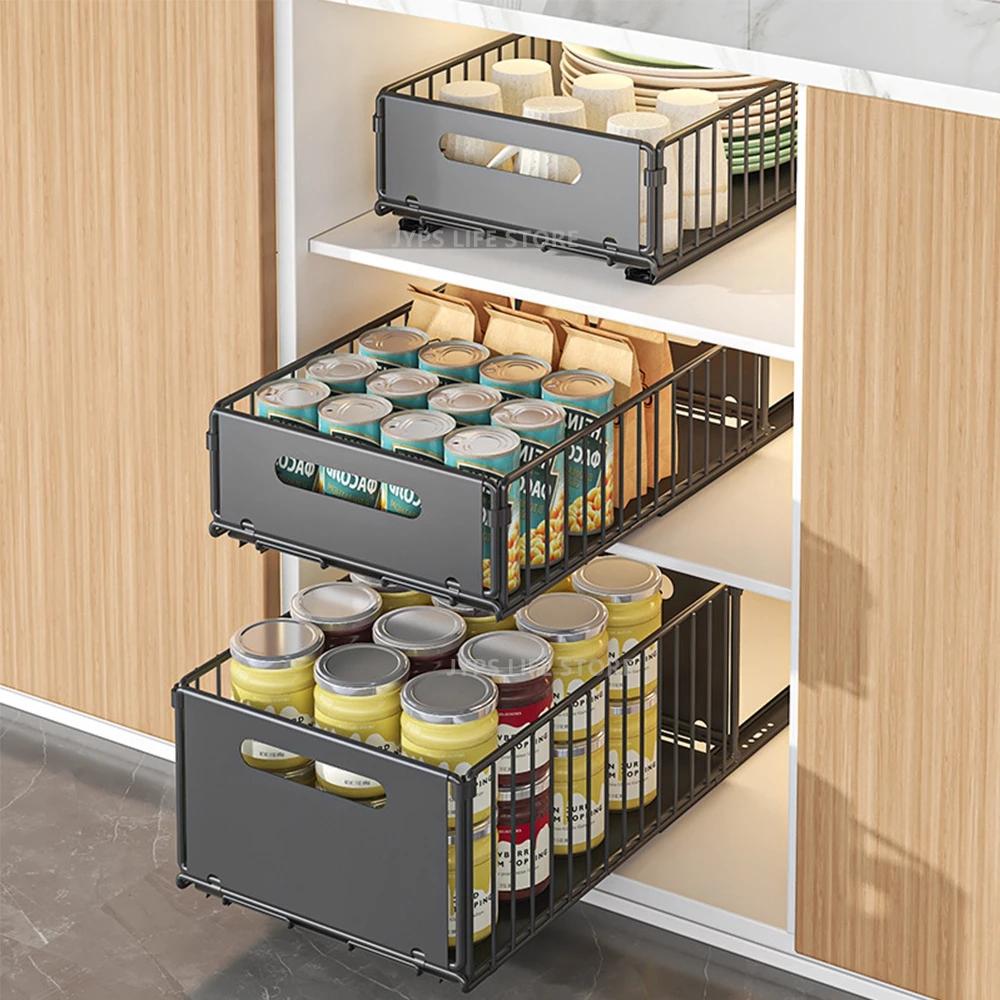 Support de rangement de cuisine, organisateur d'armoire extractible, tiroir coulissant, plateau de r