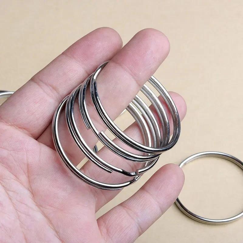 5 pièces qualité 40mm 45mm 50mm 57mm porte-clés anneau fendu ensemble robuste grand Nickel boucle de