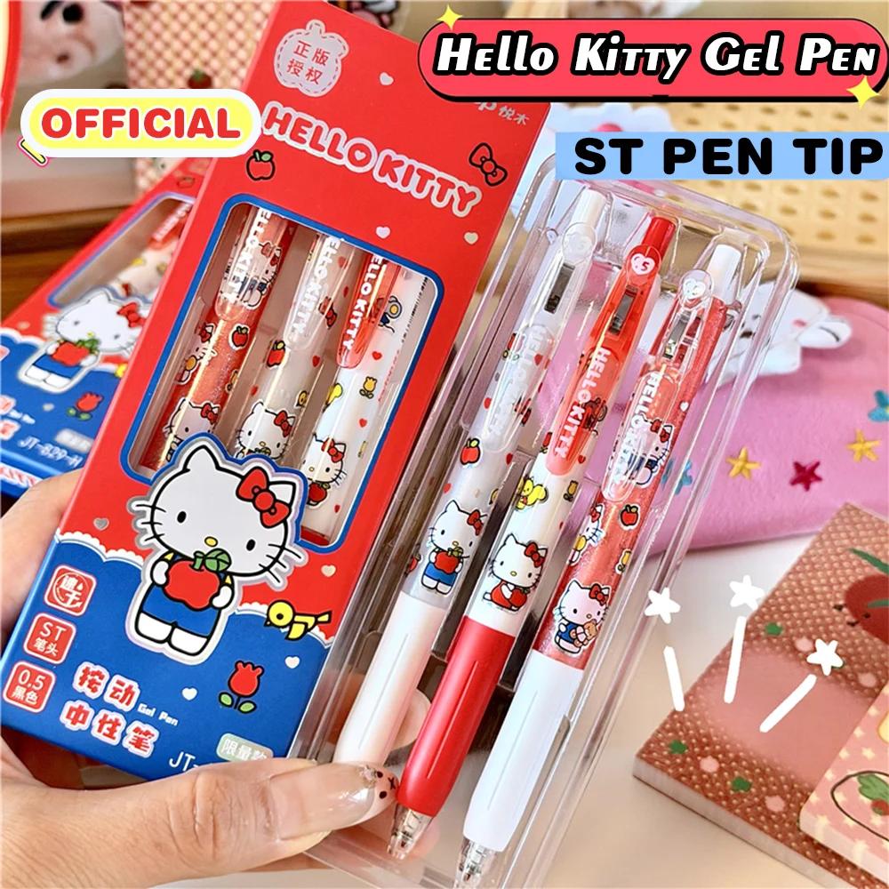 Stylos à Gel Kawaii Sanrio 0.5mm, 3 pièces, mignons Hello Kitty cannelle Kuromi, stylo noir, fournit