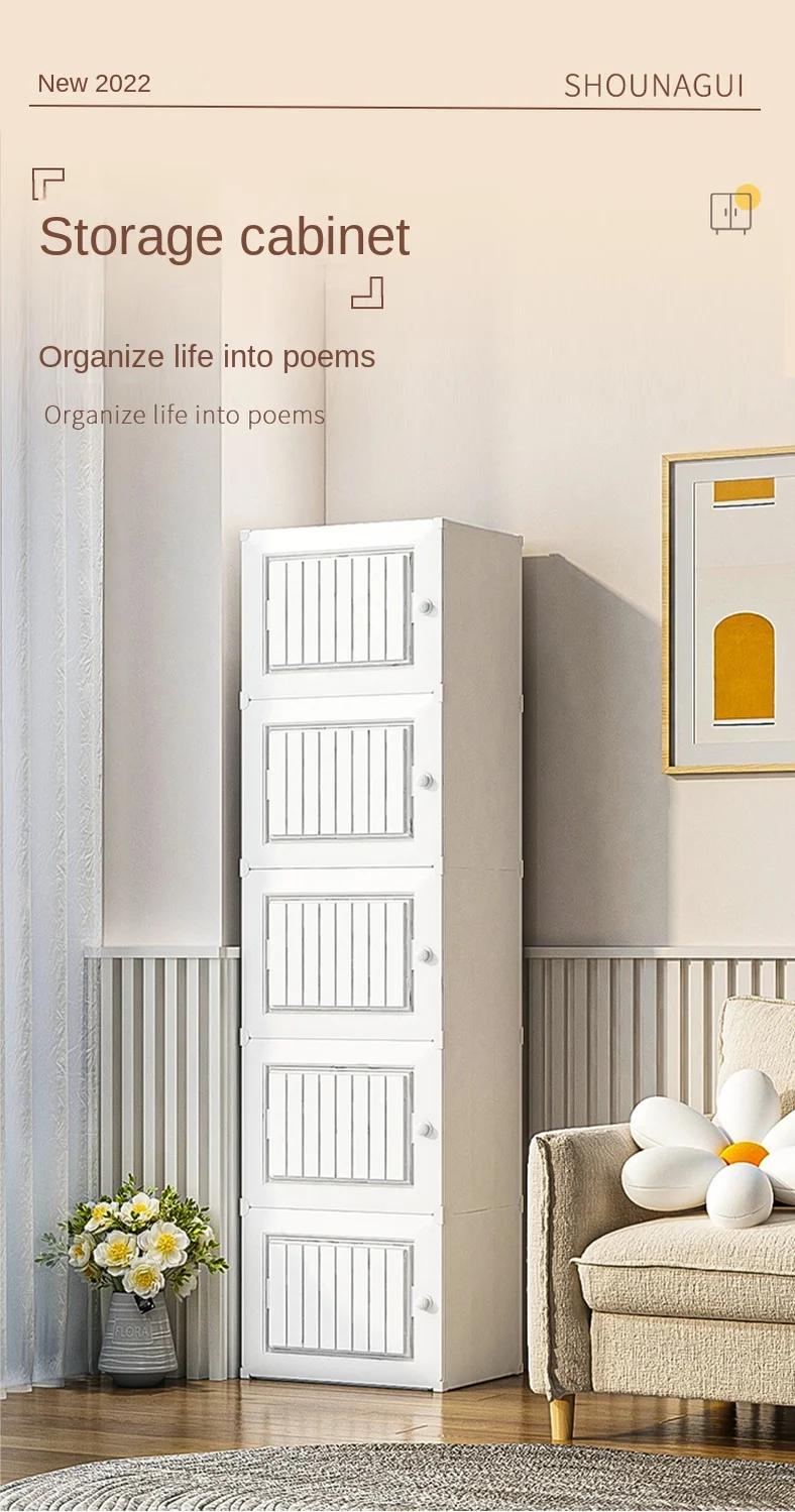 Meuble de Rangement Multicouche en Plastique T1, Étagère Moderne de Grande Capacité, Anti-Poussière,