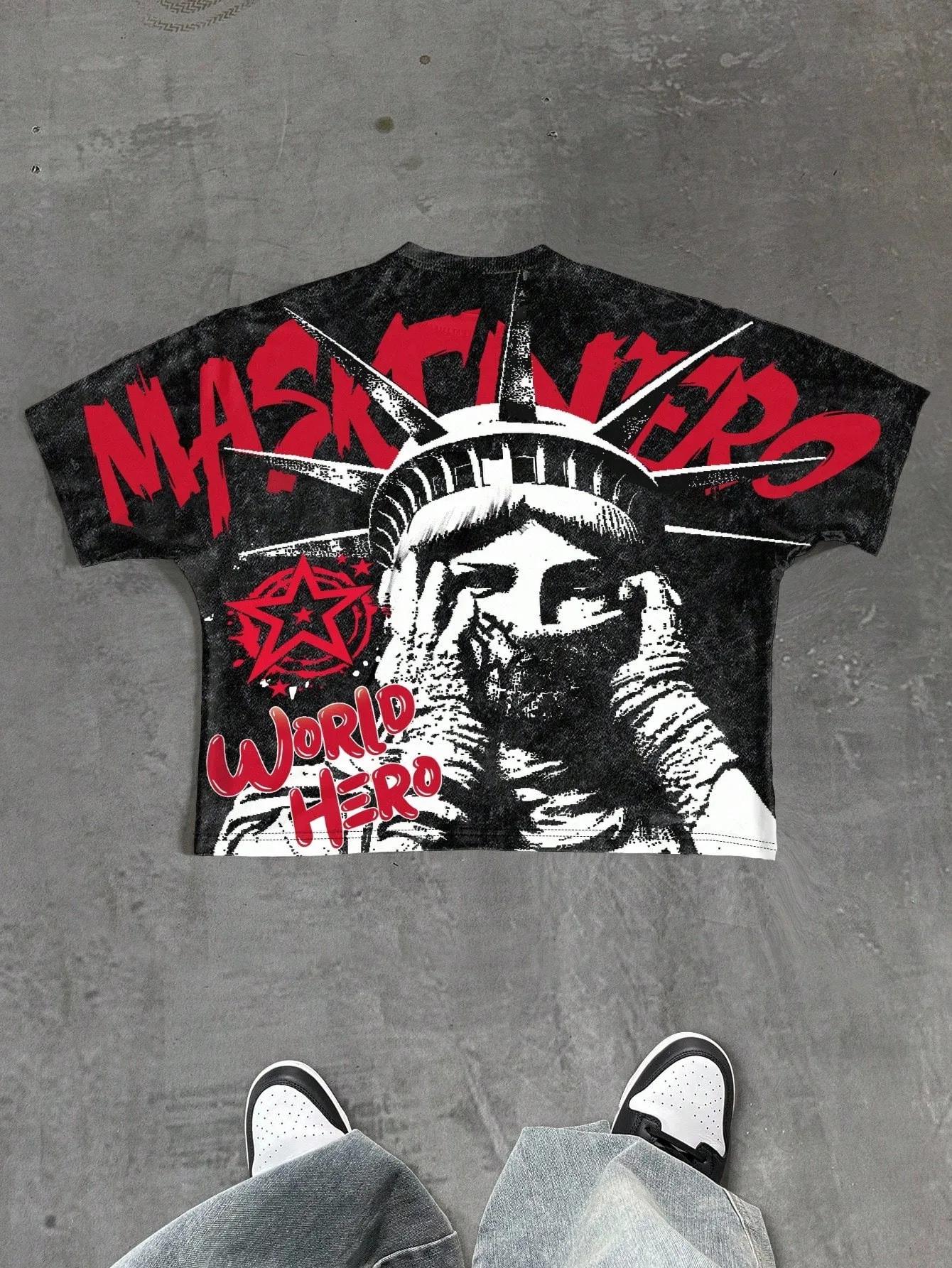 Le nouveau T-shirt pour hommes pour l'été 2025 présente une impression de motifs d'étoiles 3D décont