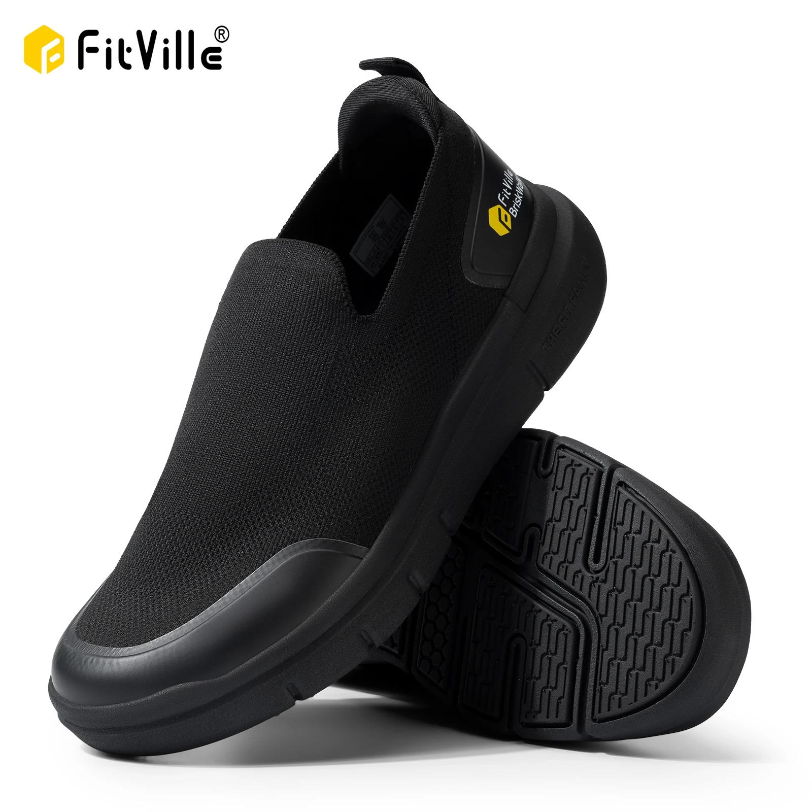 FitVille chaussures de marche pour hommes chaussures de fasciite plantaire Extra larges légères pour