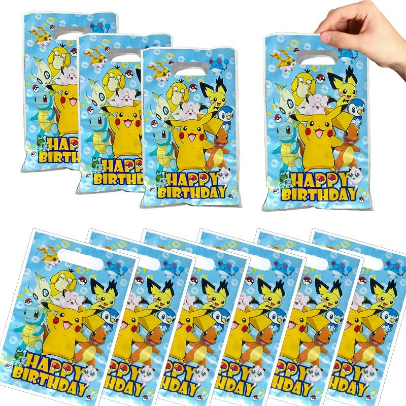 Nouveau sac Pikachu Pokemon décorations d'anniversaire sacs cadeaux en plastique sacs de butin boîte