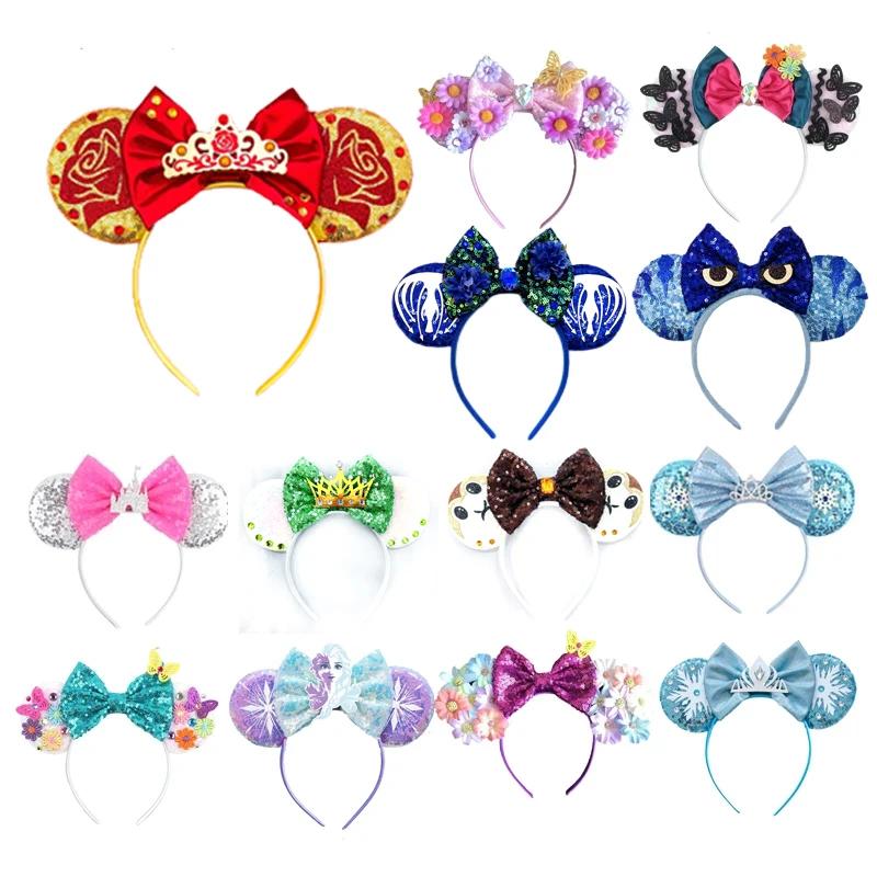 Nouveau Chic Mickey Mouse oreilles bandeau grand beau nœud paillettes bandeau femmes cadeau d'annive