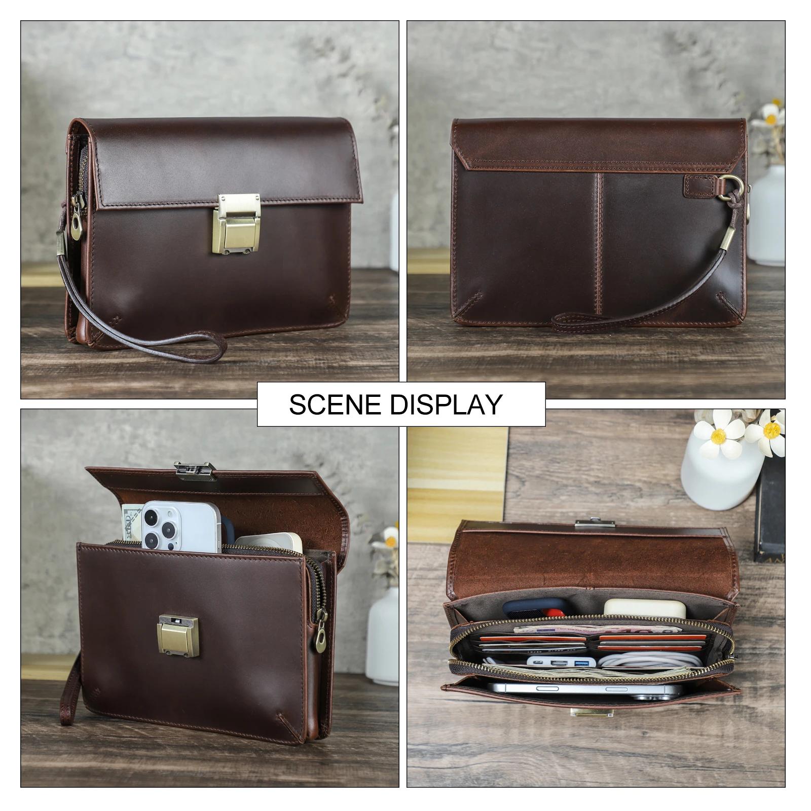 CONTACT'S-Pochette de Luxe en Cuir group pour Homme, Sac à Main de Styliste avec Mot de Passe, Porte
