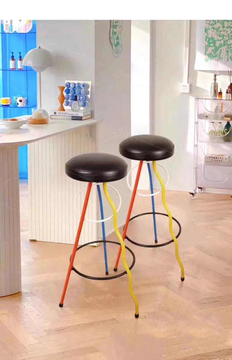 Tabouret de bar Memphis à pieds hauts, tabouret de cuisine, tabouret de bar style médiéval, chaise d