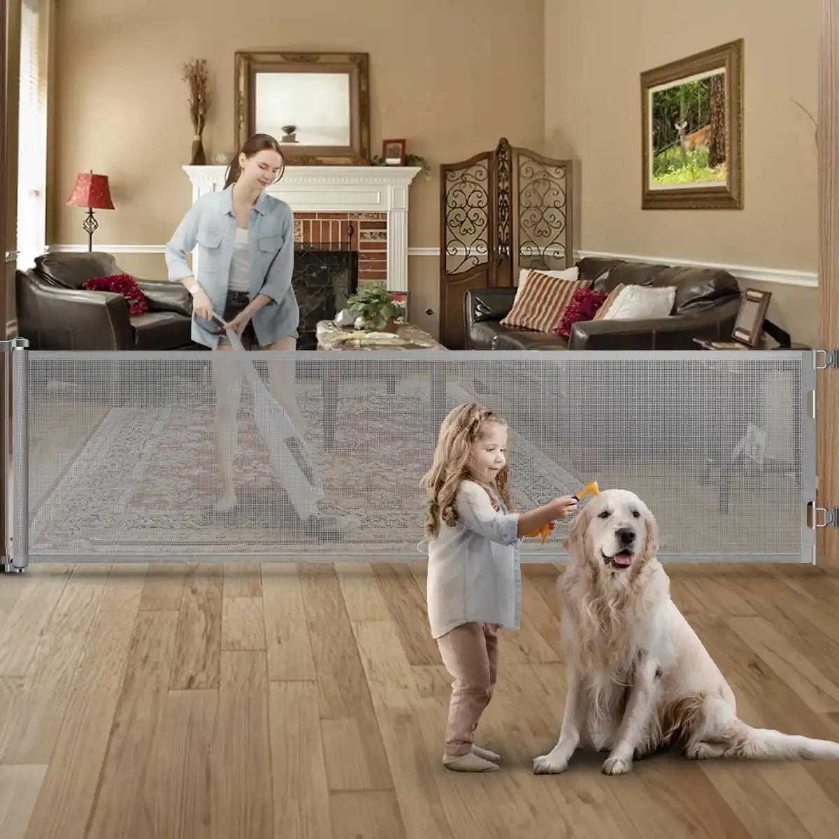 Barrière rétractable en maille haute pour enfants et animaux de compagnie, porte rétractable pour ch