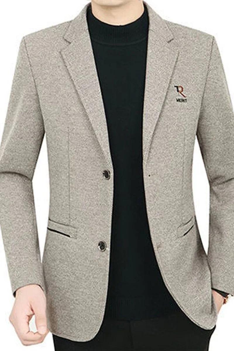 Nouvelle Collection Printemps – Blazer Décontracté en Laine Mélangée pour Homme d'Âge Moyen – Veste 