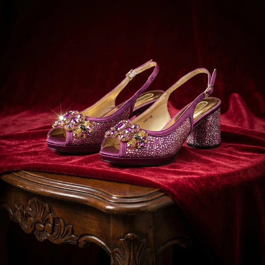 Nouvel ensemble de chaussures à talons hauts et sac de style INS, design italien, orné de strass, pa