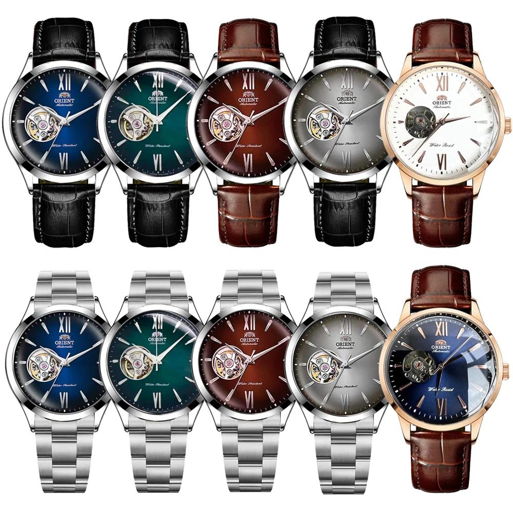 Orient – montre automatique à cœur ouvert pour hommes, cadran bleu, bracelet en acier inoxydable, te