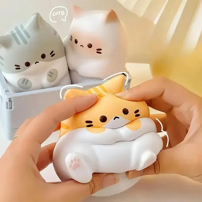 Jouets à presser en forme de chat de dessin animé pour enfants et adultes, 1 pièce, balles à rebond 