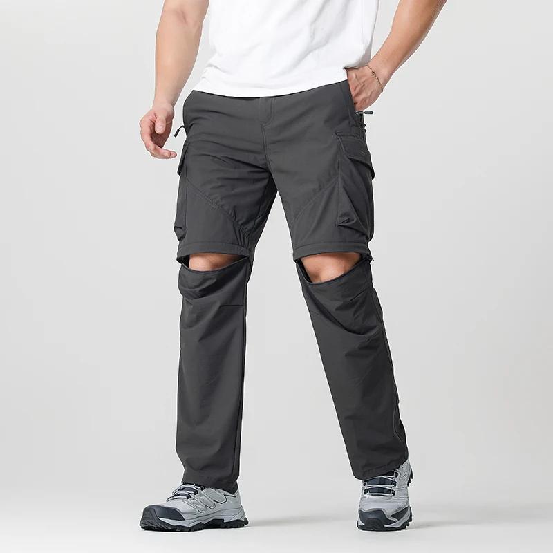 Pantalon convertible de randonnée cargo pour hommes, imperméable, séchage rapide, léger, fermeture é