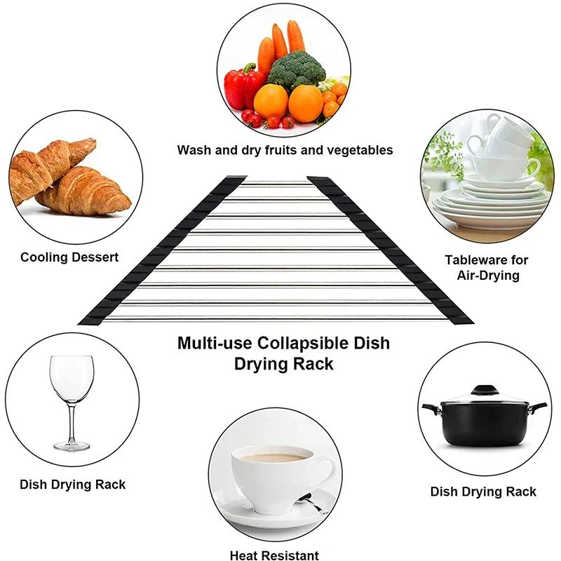 Égouttoir à vaisselle triangulaire enroulable, organisateur d'évier de cuisine, coin sur l'évier, po