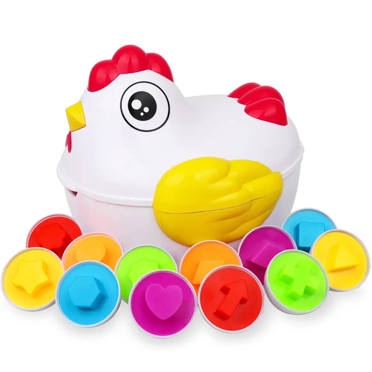 Jouets sensoriels Montessori pour bébé, 12 œufs assortis, œufs de pâques, couleurs de poulet, trieur