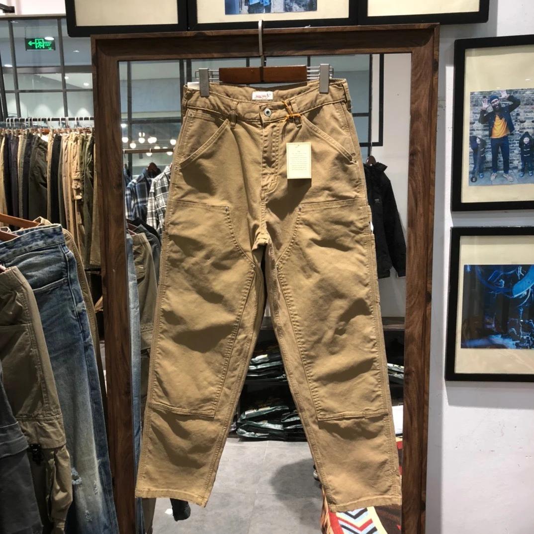 Poches lourdes coton hommes pantalon rétro américain décontracté dur gars en plein air mâle salopett