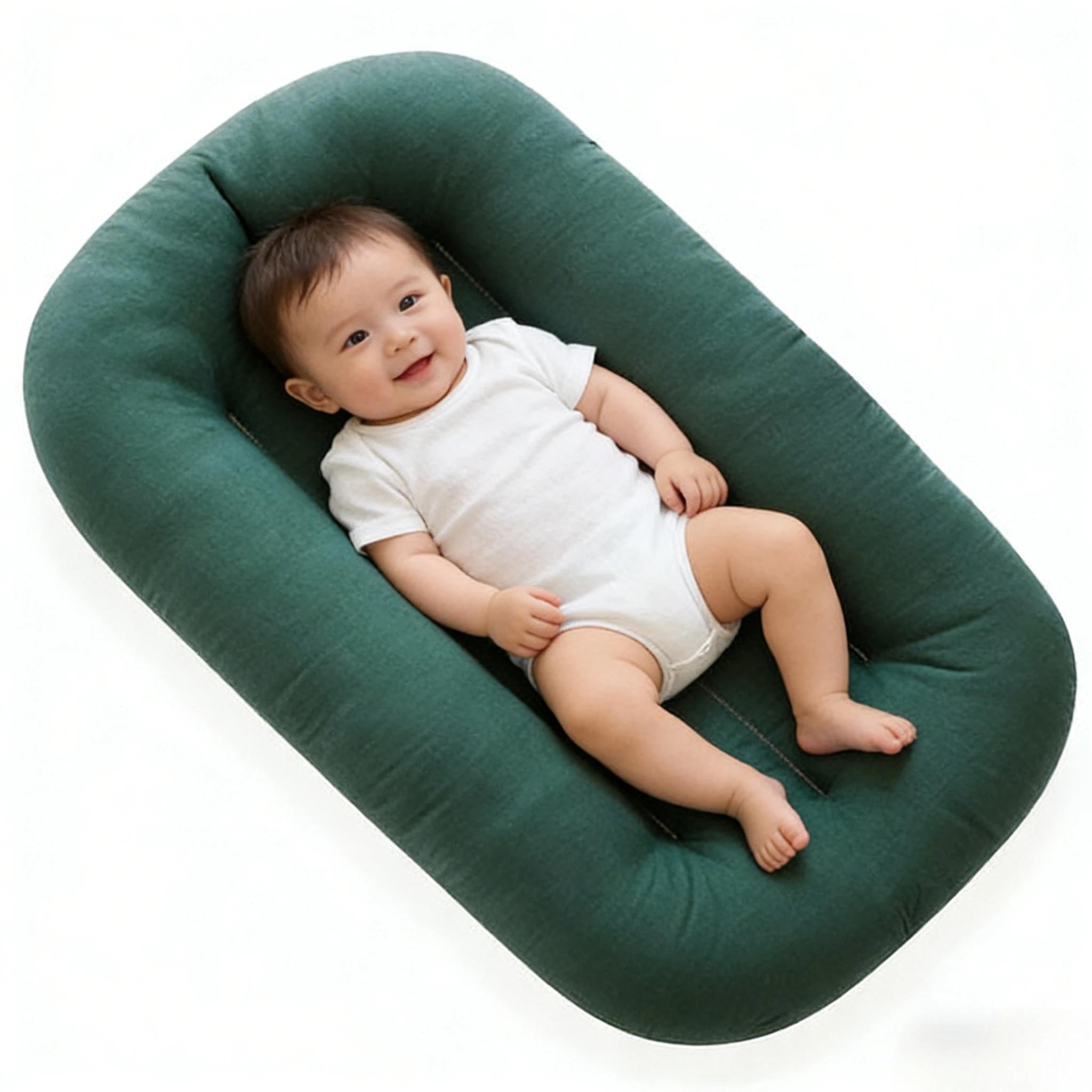 Transat bébé unisexe 0-12 mois en pur coton respirant, lit bébé portable pour la maison et les voyag