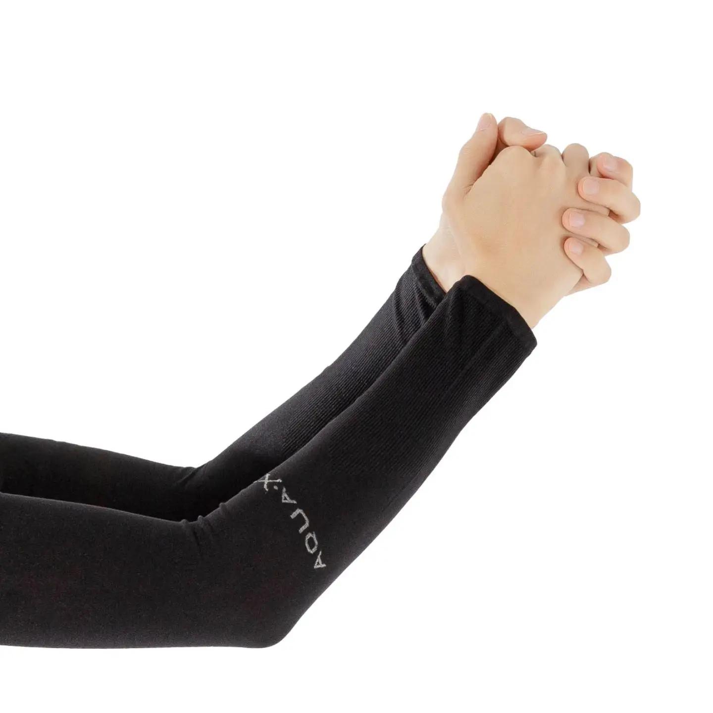 Manchons de bras rafraîchissants en soie glacée, protection solaire UV d'été, compression UPF 50+ po