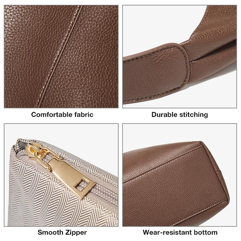 Sac à bandoulière minimaliste en cuir fendu FOXER pour femme, nouveau sac hobo décontracté uni 2026,