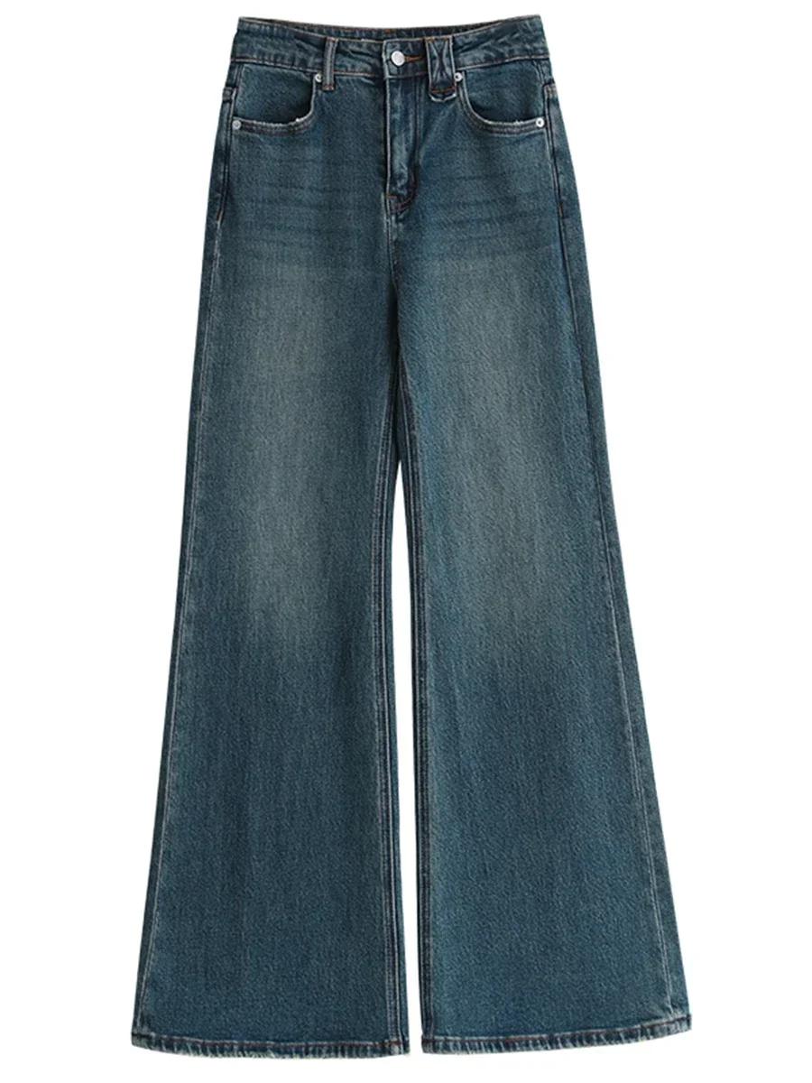 CHIC VEN-Jean évasé taille haute pour femme, pantalon en denim, pantalon en fer à cheval, micro élas