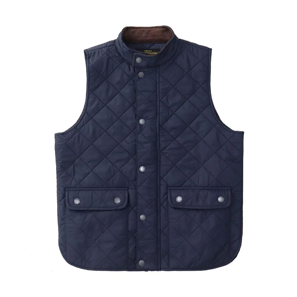 Réplique de gilet en coton matelassé pour hommes, rétro américain décontracté, couleur unie, col mon
