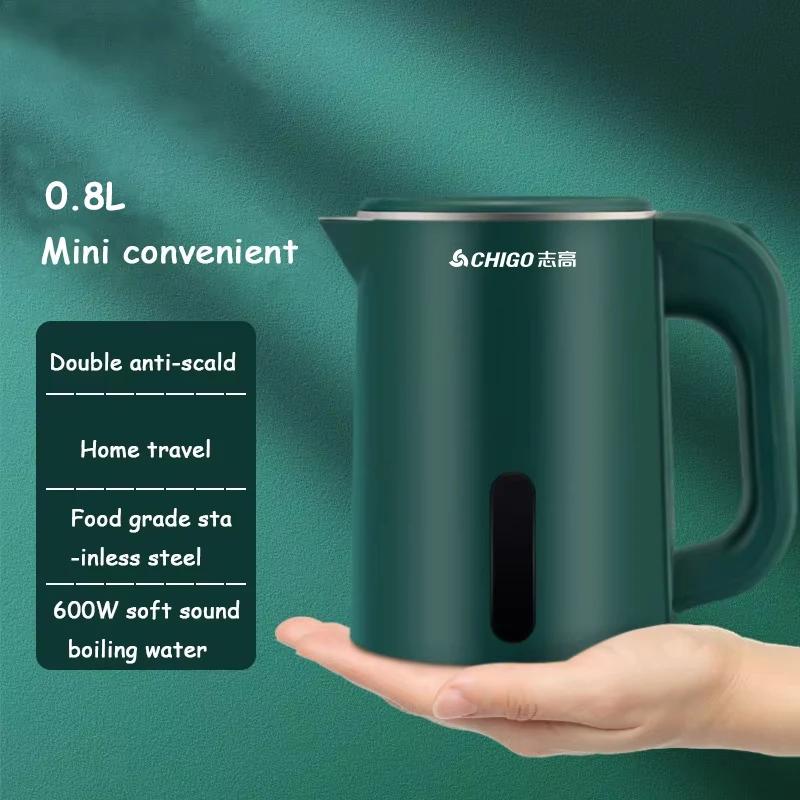 Bouilloire électrique mini 0,8 L, petite capacité, en acier inoxydable 304, théière, bouilloire pour
