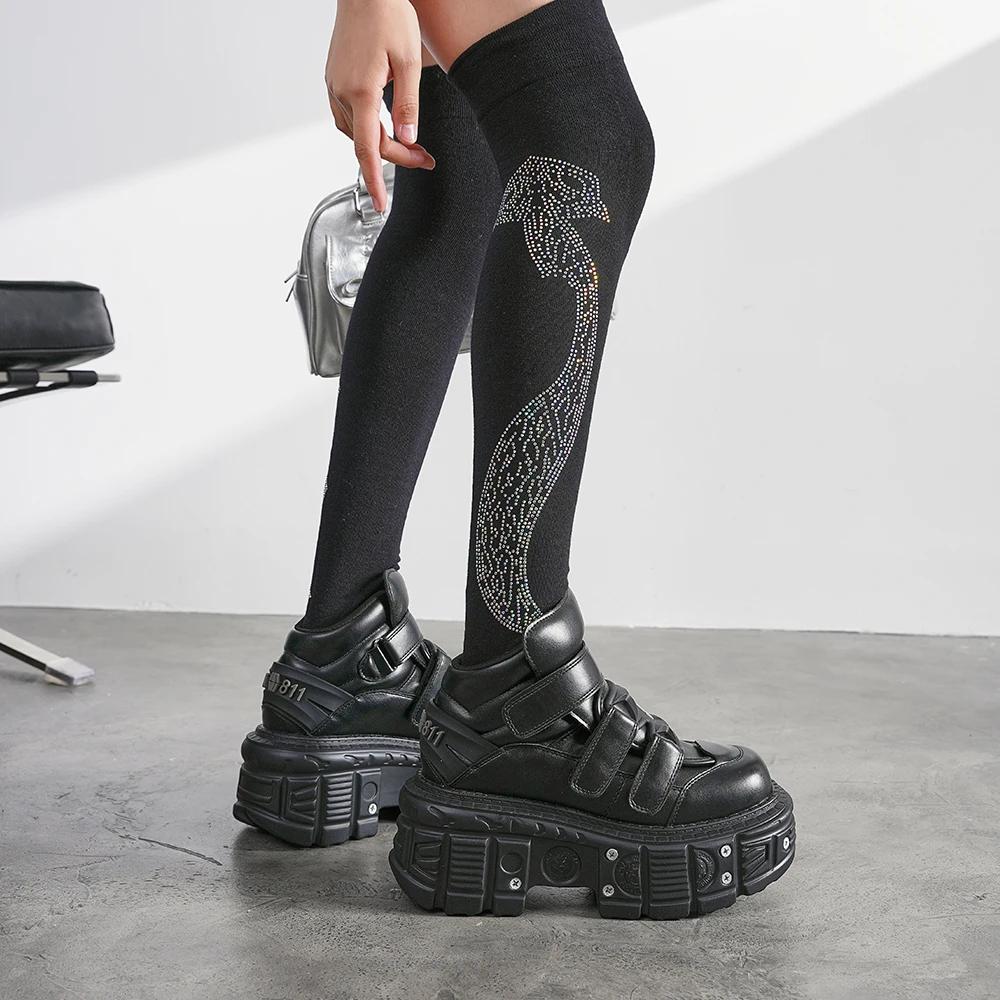 2026 nouveau Style Punk femmes chaussures à lacets talon hauteur 6CM plate-forme chaussures femme mé