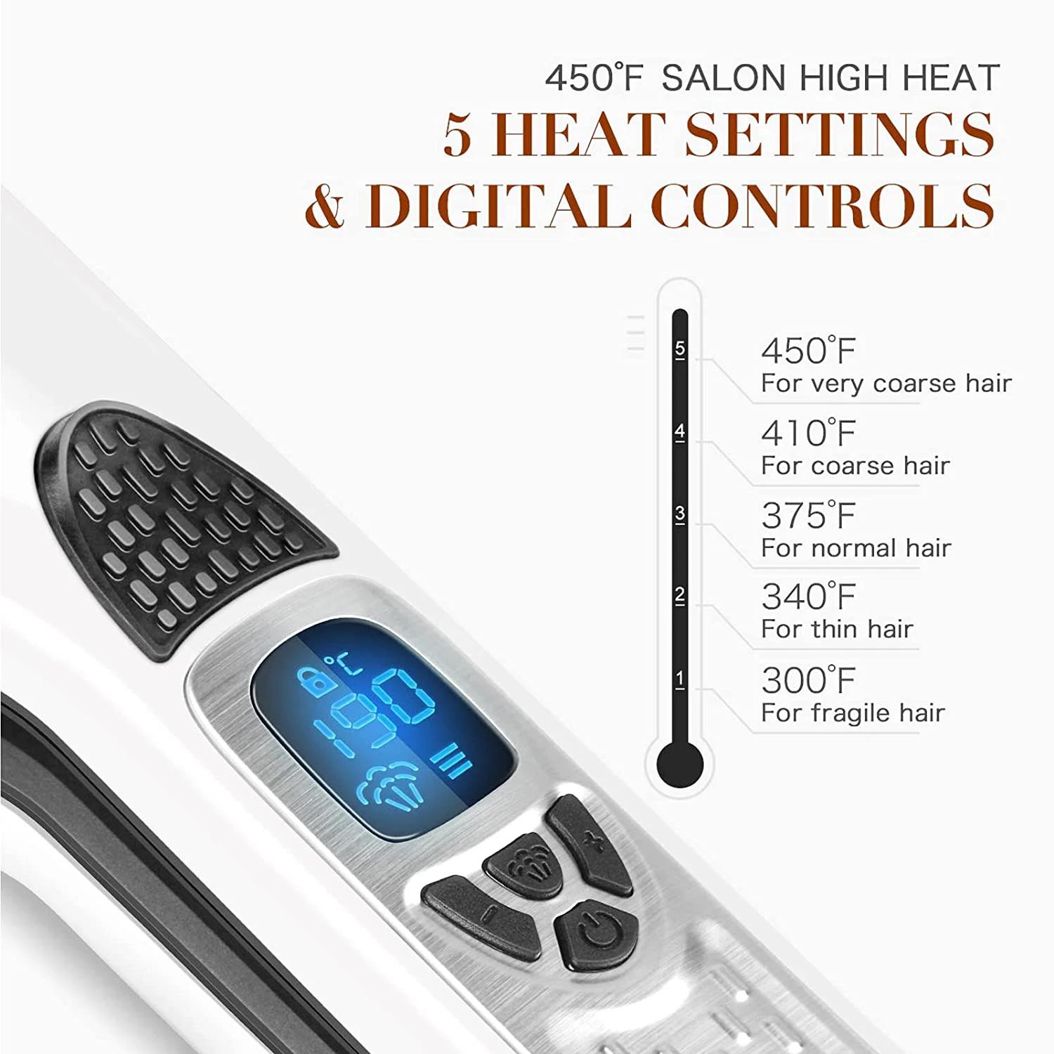 Lisseur électrique à vapeur professionnel en céramique, large fer plat pour friser les cheveux, plaq