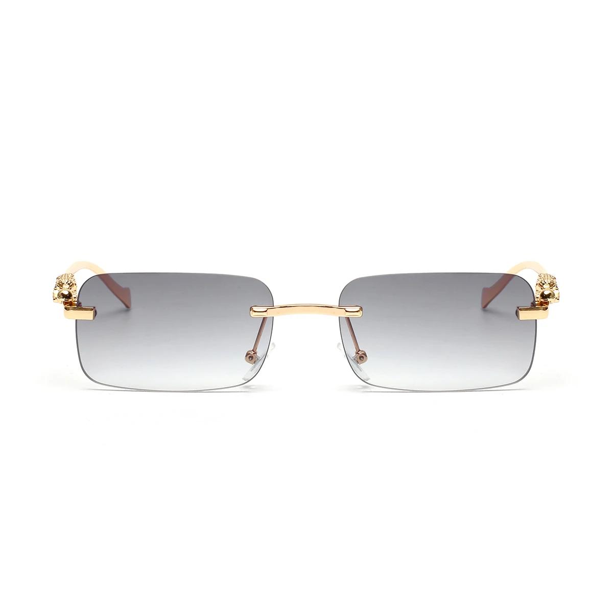 Lunettes de soleil sans monture Ruiao UV400, lunettes carrées en métal tendance pour hommes et femme