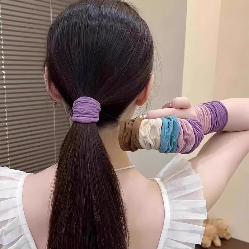 Lot de 4 chouchous solides très extensibles et larges pour femmes, attaches pour queue de cheval, él