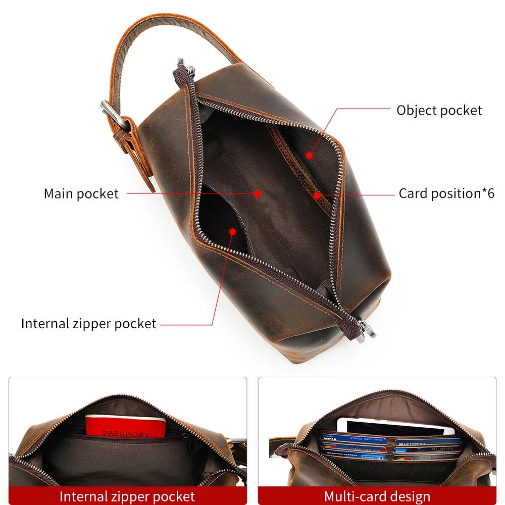 WESTAL Crazy Horse – sacs en cuir pour hommes, avec poignées, poignet de grande capacité, pochette p