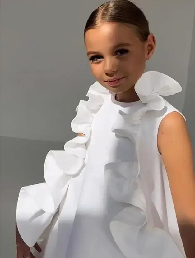 Fille été nouvelle robe sans manches volants princesse mariage luxe enfants mode vêtements bébé anni