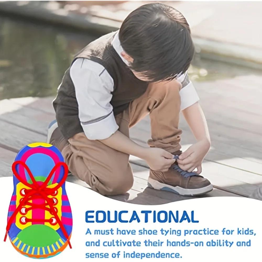 Lacets à enfiler, jouets d'enseignement, apprendre à nouer les lacets, jouet pour enfants en bas âge