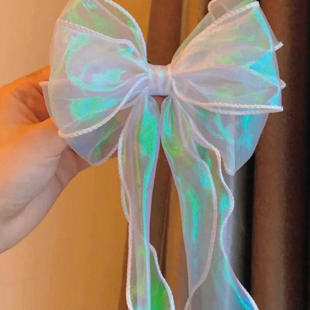 Ruban Organza queue de poisson réfléchissant, 40mm, 10Yards, bord ondulé irisé, pour emballage cadea