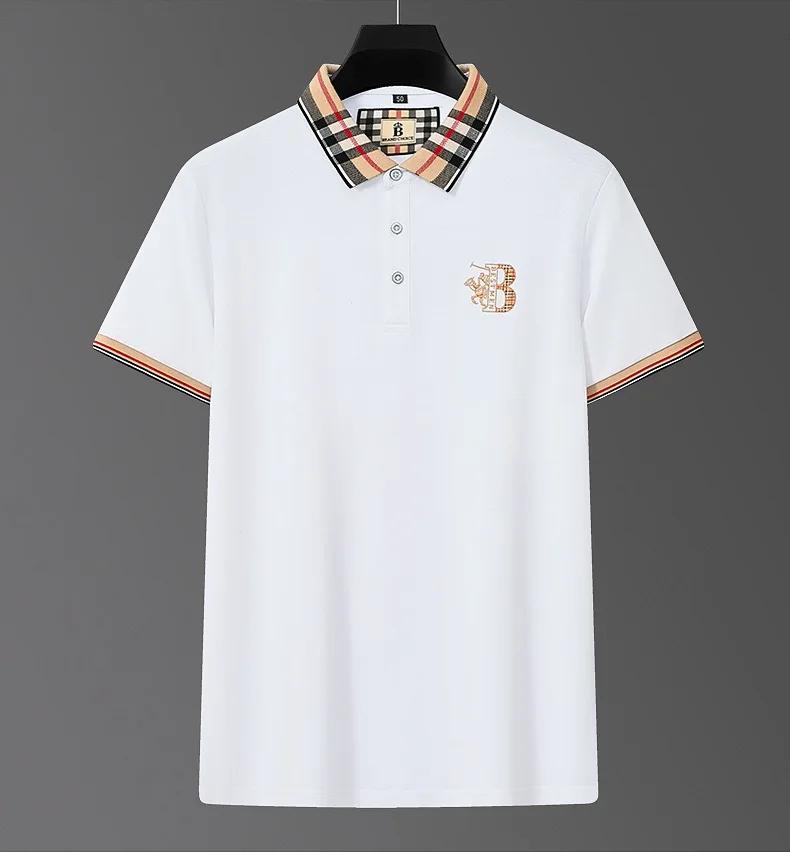 Marque de luxe à manches courtes hommes polo été haut de gamme mode plaid broderie revers t-shirt st
