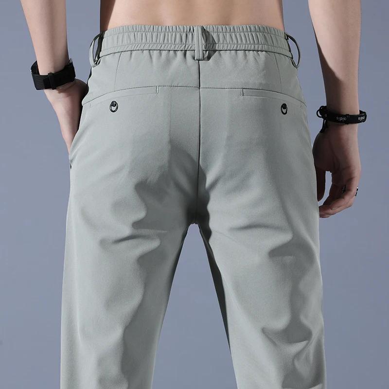 Pantalon Ultra-fin pour hommes, extensible, Slim, droit, décontracté, haute qualité, mode, respirant