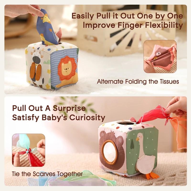 Montessori tissus jouets magique coton Animal boîte à mouchoirs enfants doigt exercice tissu occupé 