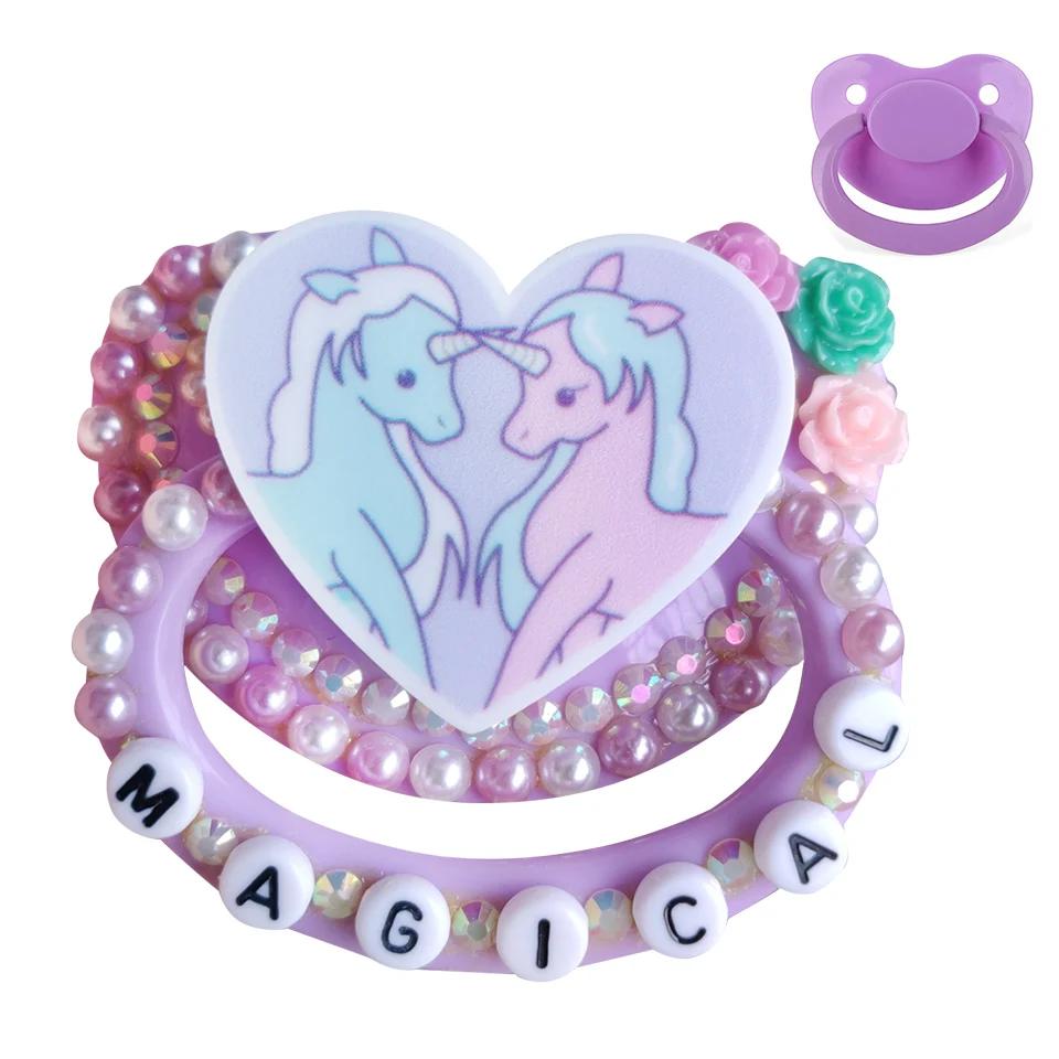 Sucette silicone adulte motif licorne violette - Tétine taille adulte 100% faite main ABDL