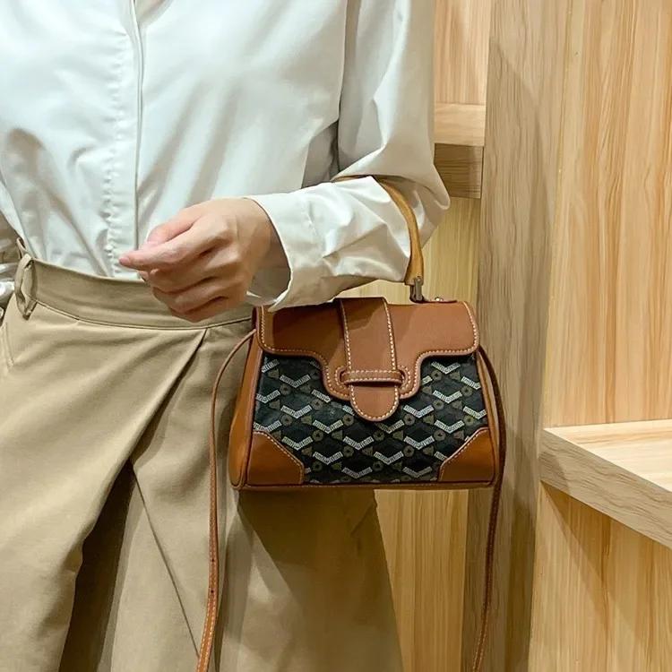 Sac Keli en cuir véritable avec manche en bois pour femmes, vieille fleur transfrontalière, nouveau 