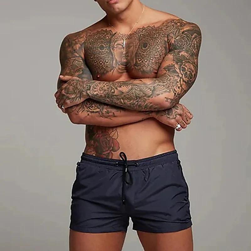 Maillot de bain pour hommes avec poches zippées, doublure en maille, short de plage d'été, séchage r