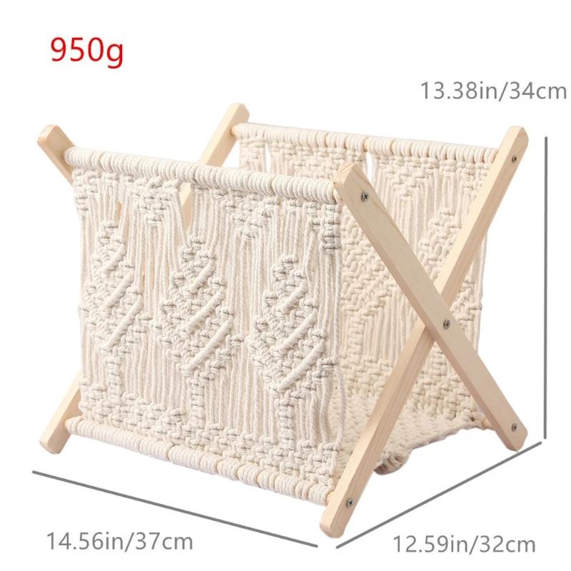 Porte-revues en macramé, style Boho, panier rangement sur pied pour journaux, livraison directe