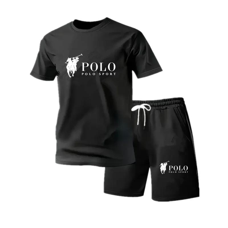 Costume de sport décontracté pour hommes, haut à col rond en maille et pantalon de jogging, costume 