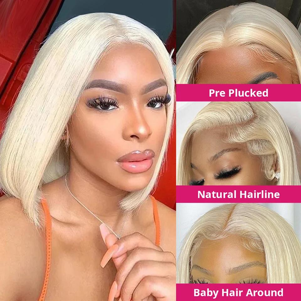 613 Bob miel blond dentelle avant perruques de cheveux humains pour les femmes cheveux humains Remy 