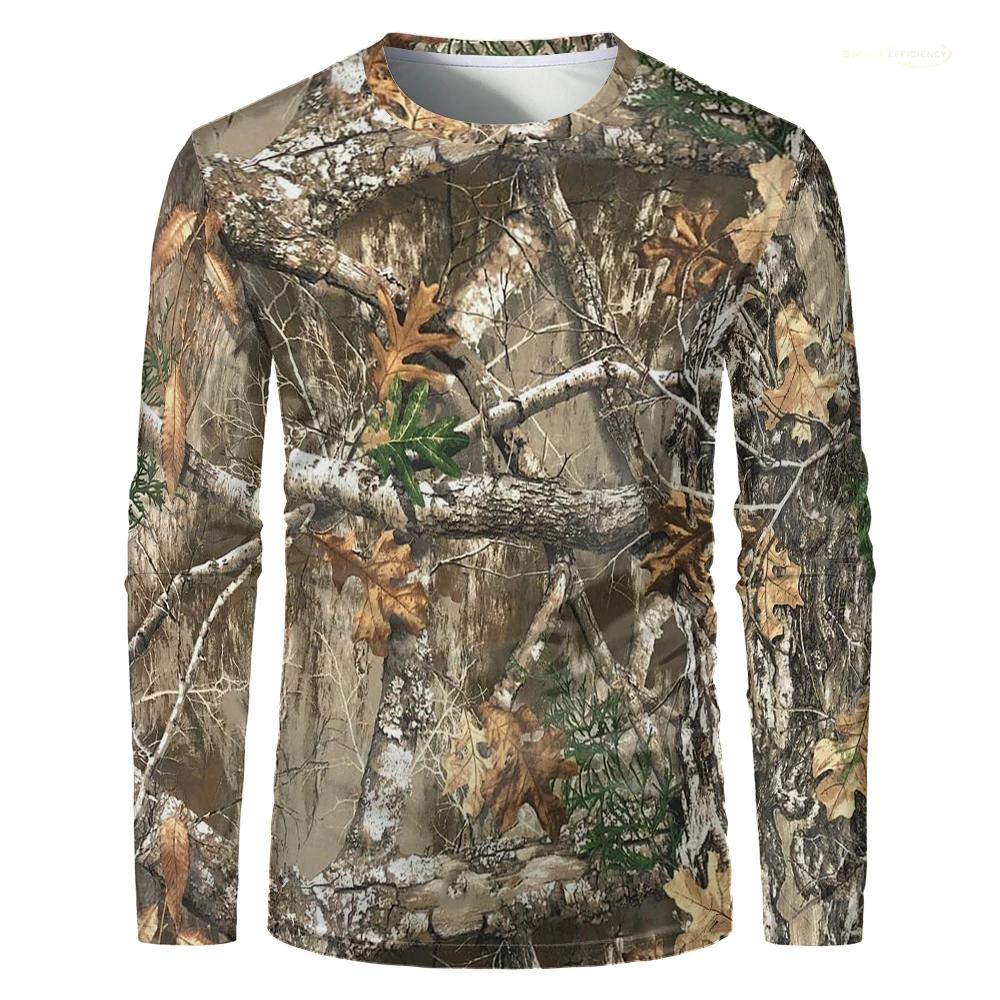 CamSolomon-T-shirt de chasse à manches longues imprimé forêt pour hommes, haut surdimensionné, entra