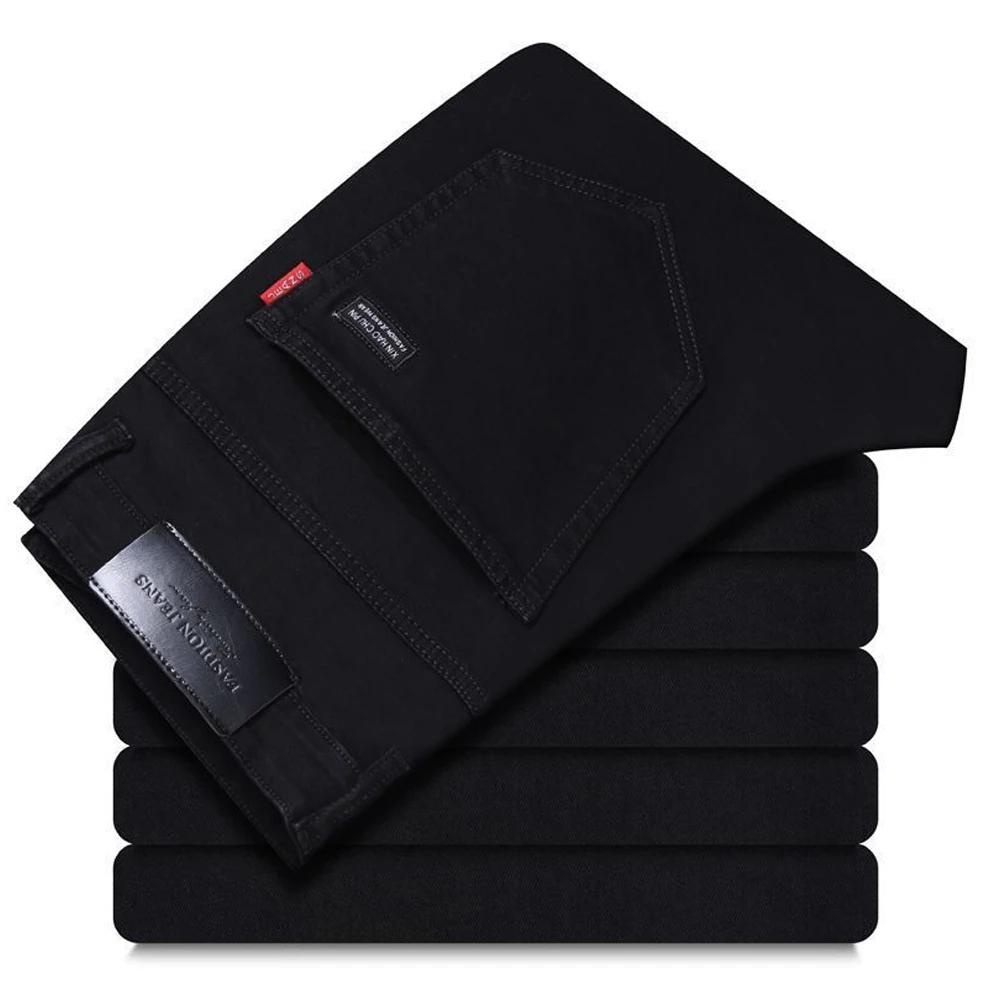 Printemps automne Vintage noir affaires jean hommes décontracté droit Stretch classique travail Deni