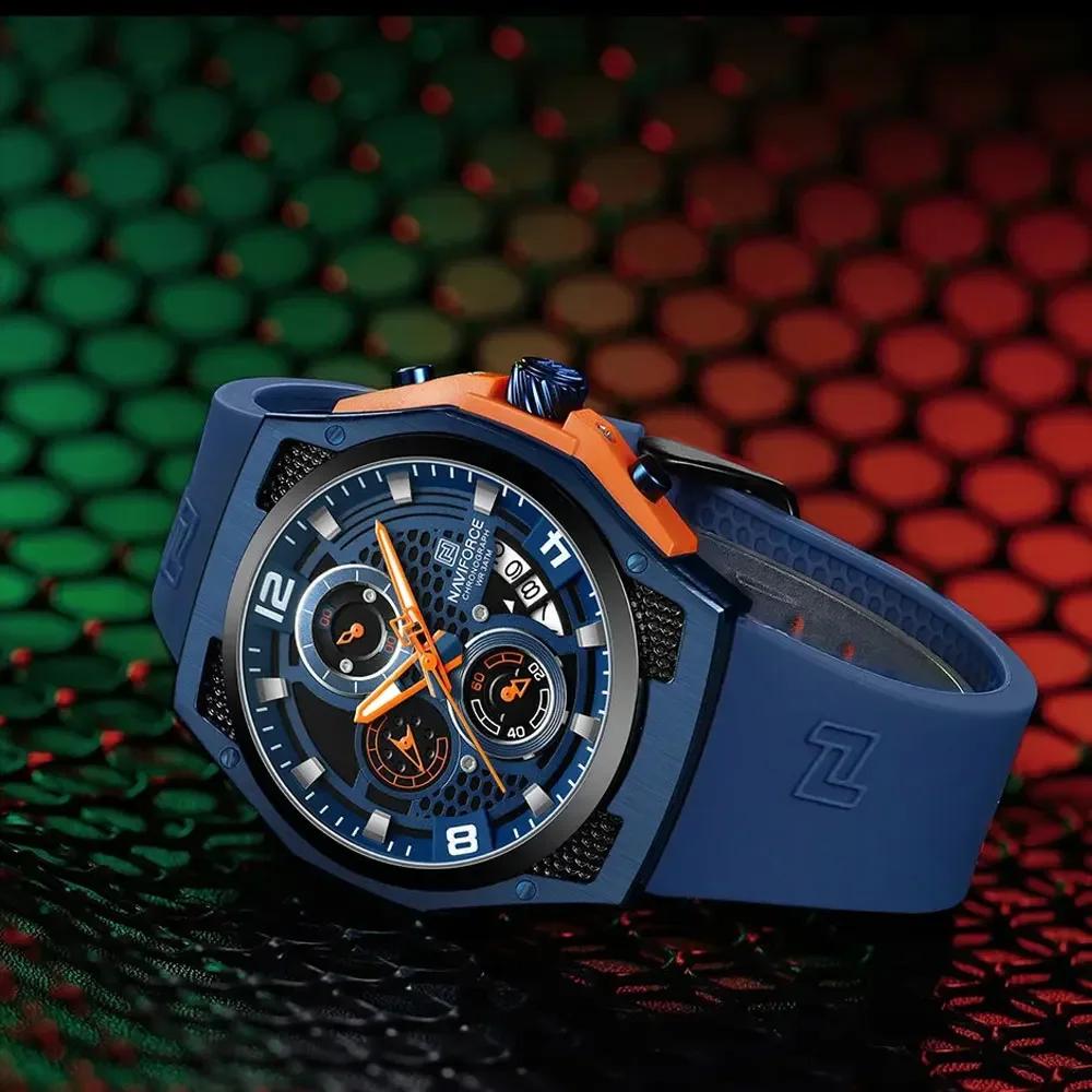 NAVIFORCE haute qualité luxe Original hommes montre bracelet en Silicone étanche mâle Quartz montre-