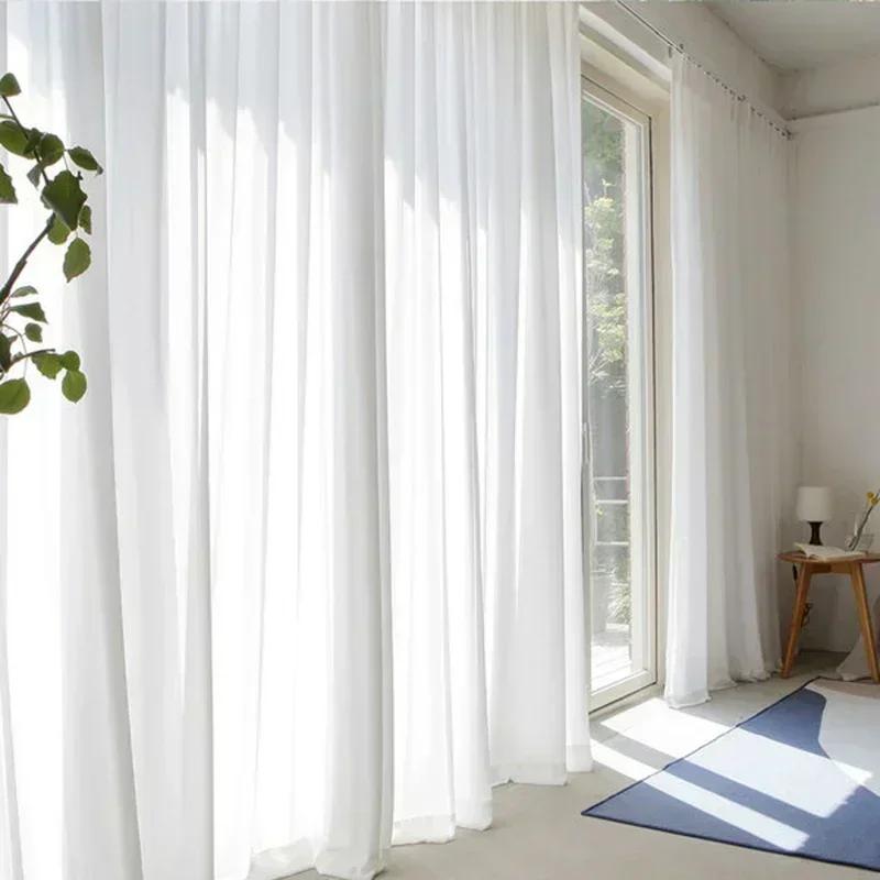 1 Voilage en Tulle Blanc de Bonne Qualité pour Salon, Chambre à Coucher, Fenêtre, Rideau de Porte Co
