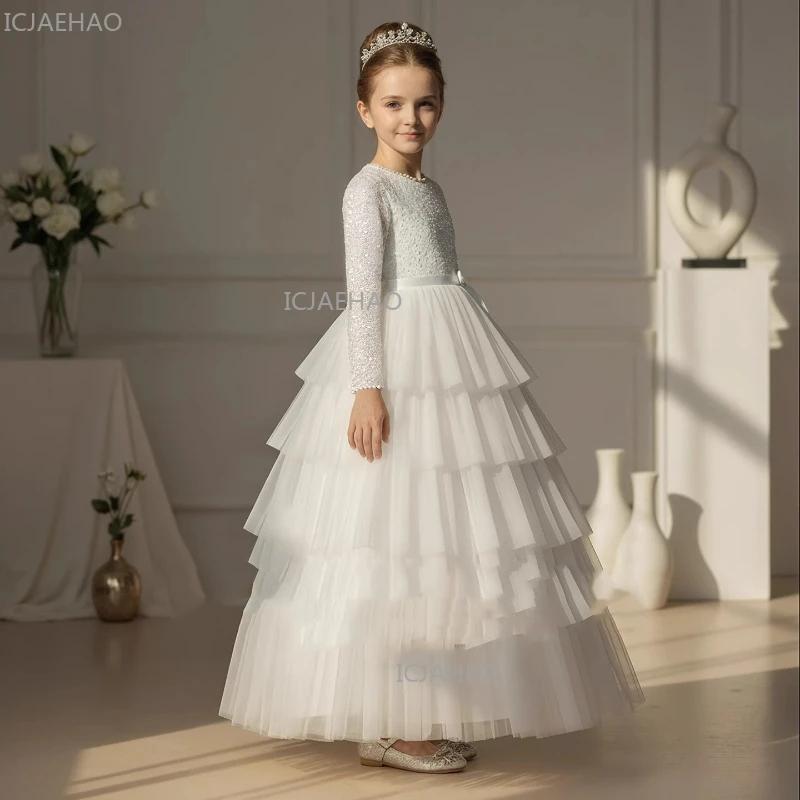 Robes Blanches pour Filles, Jupe Tutu Enfant, Robe de Princesse pour Anniversaire, Tenue de Spectacl