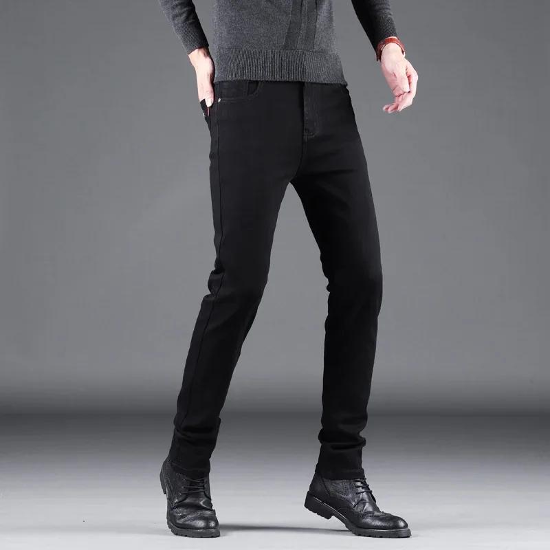 Jean Slim noir pur pour hommes, pantalon droit élastique, mode Business, loisirs, Vintage coréen, De