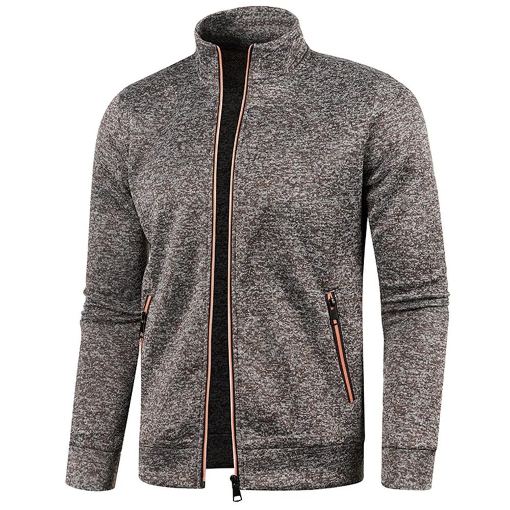 Vestes à glissière pour hommes col montant sweat-shirt extérieur Streetwear manteau décontracté manc