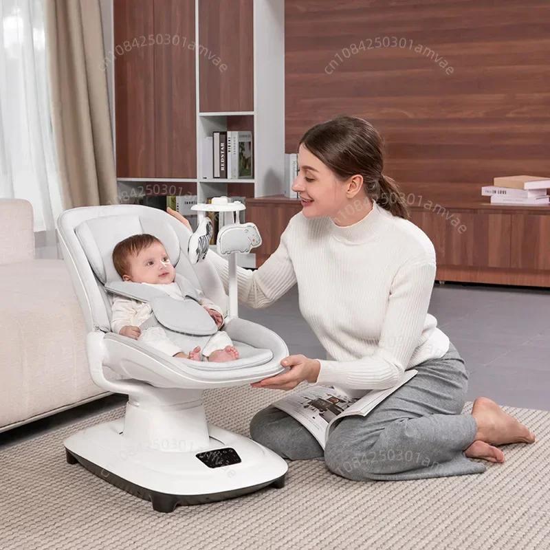 Chaise apaisante électrique pour bébé, chaise à bascule de luxe connectable à l'application 360 °   